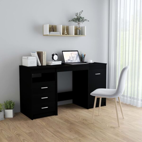 vidaXL Desk Black 140x50x76 cm Engineered Wood - Image 1