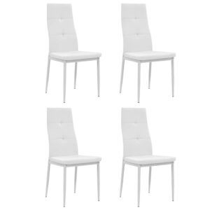 vidaXL Dining Chairs 4 pcs White Faux Leather