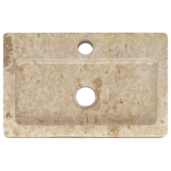 vidaXL Wall-mounted Sink Cream 38x24x6.5 cm Marble - Image 7