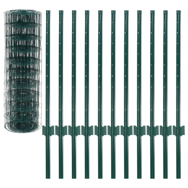 vidaXL Euro Fence Steel 20x0.8 m Green - Image 3