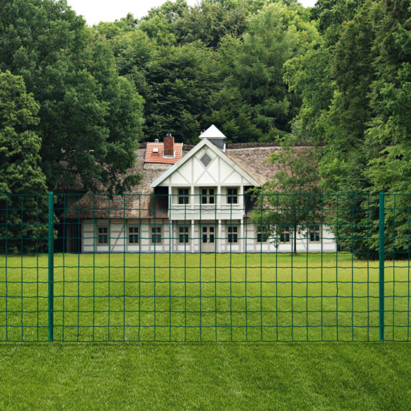 vidaXL Euro Fence Steel 20x0.8 m Green - Image 1