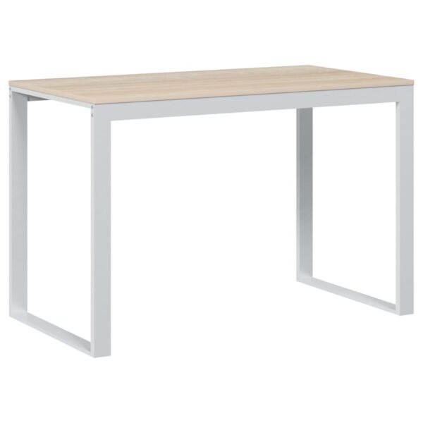 vidaXL Computer Desk White and Oak 110x60x73 cm Engineered Wood - Image 2