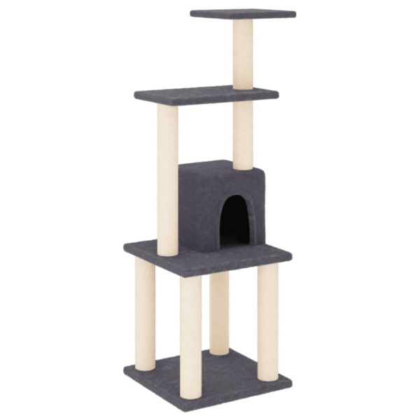 vidaXL Cat Tree with Sisal Scratching Posts Dark Grey 105 cm - Image 2