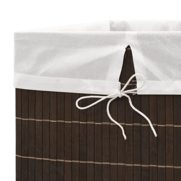vidaXL Bamboo Laundry Bin Rectangular Dark Brown - Image 6