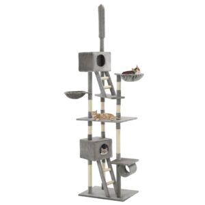 vidaXL Cat Tree with Sisal Scratching Posts 230-260 cm Grey