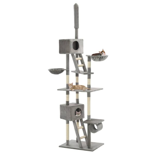 vidaXL Cat Tree with Sisal Scratching Posts 230-260 cm Grey - Image 1