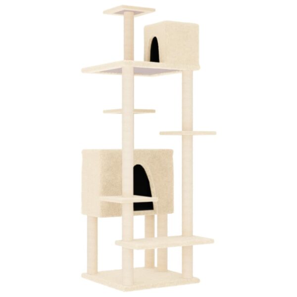 vidaXL Cat Tree with Sisal Scratching Posts Cream 154 cm - Image 2