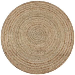 vidaXL Area Rug Braided Jute 120 cm Round