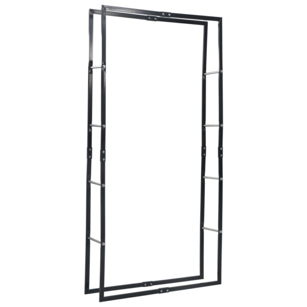 vidaXL Firewood Rack Black 100x25x200 cm Steel - Image 2