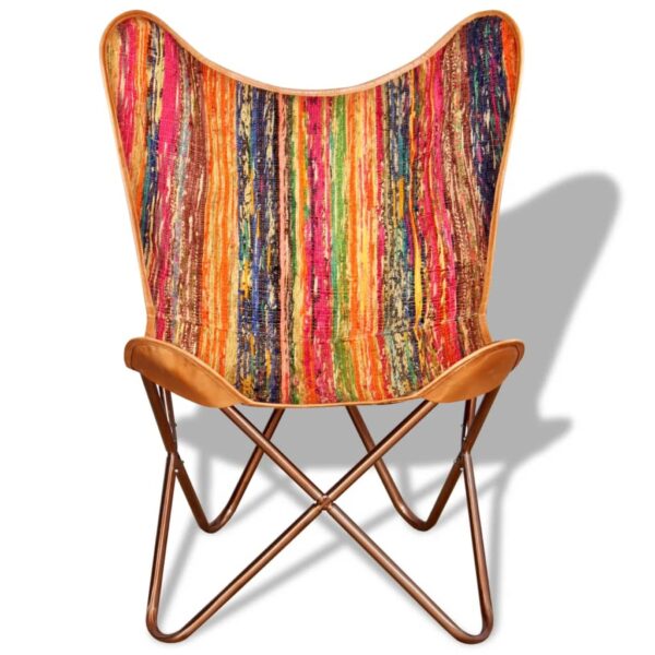 vidaXL Butterfly Chairs 2 pcs Multicolour Chindi Fabric - Image 3
