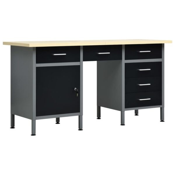 vidaXL Workbench Black 160x60x85 cm Steel - Image 1