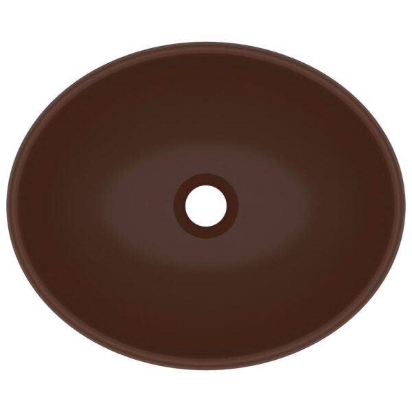 vidaXL Luxury Basin Oval-shaped Matt Dark Brown 40x33 cm Ceramic - Image 4