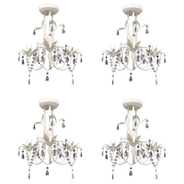 vidaXL Crystal Pendant Ceiling Lamp Chandeliers 4 pcs Elegant White - Image 1