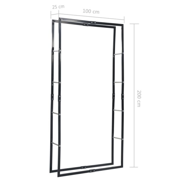 vidaXL Firewood Rack Black 100x25x200 cm Steel - Image 7