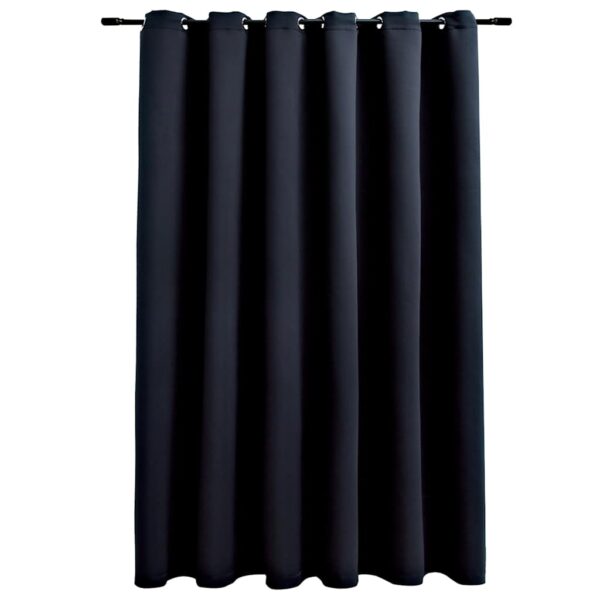 vidaXL Blackout Curtain with Metal Rings Black 290x245 cm - Image 2
