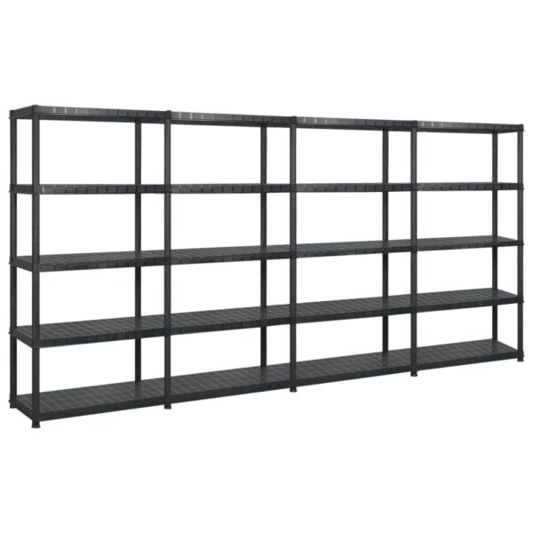 vidaXL Storage Shelf 5-Tier Black 340x40x185 cm Plastic - Image 1