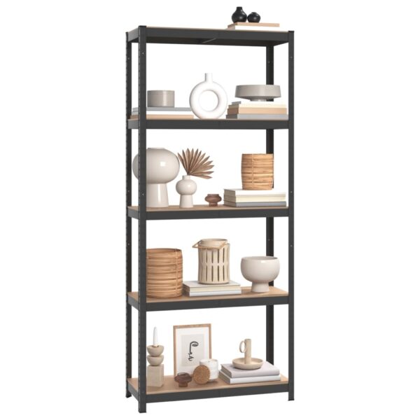 vidaXL 5-Layer Storage Shelf Anthracite Steel and Engineered Wood - Image 3