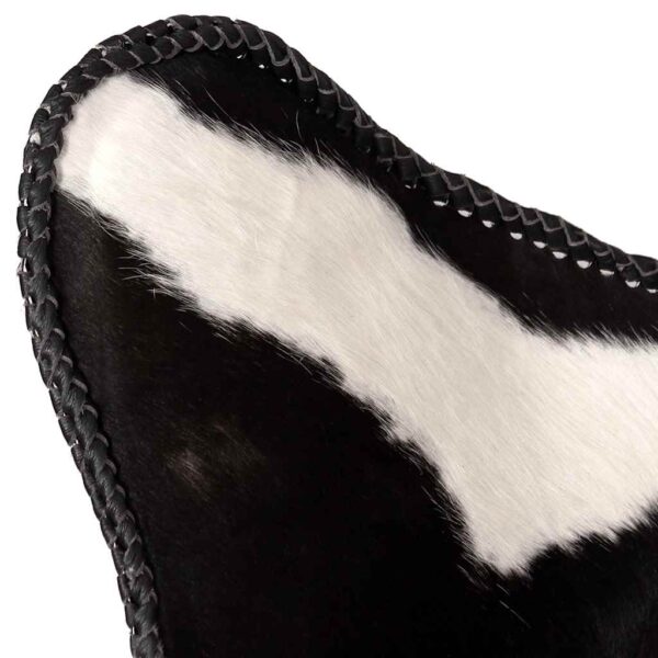 vidaXL Butterfly Chair Black and White Real Cowhide Leather - Image 9