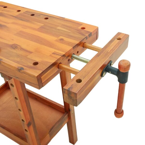 vidaXL Workbench with Vices 92x48x83 cm Solid Wood Acacia - Image 8