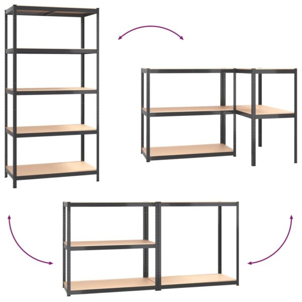 vidaXL 5-Layer Shelves 2 pcs Anthracite Steel and Engineered Wood - Image 9