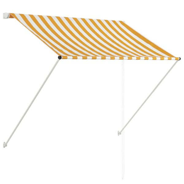 vidaXL Retractable Awning 100x150 cm Yellow and White - Image 2