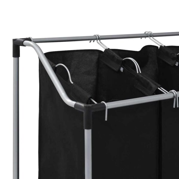 vidaXL Laundry Sorter with 3 Bags Black Steel - Image 12
