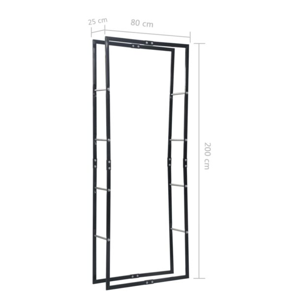 vidaXL Firewood Rack Black 80x25x200 cm Steel - Image 8