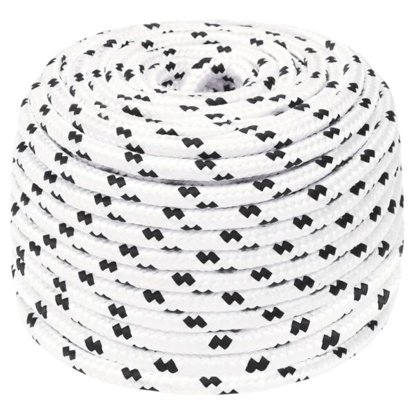 vidaXL Braided Boat Rope White 6 mmx100 m Polyester - Image 1