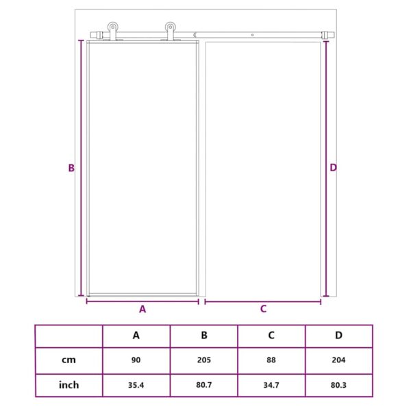 vidaXL Sliding Door ESG Glass and Aluminium 90x205 cm Black - Image 8
