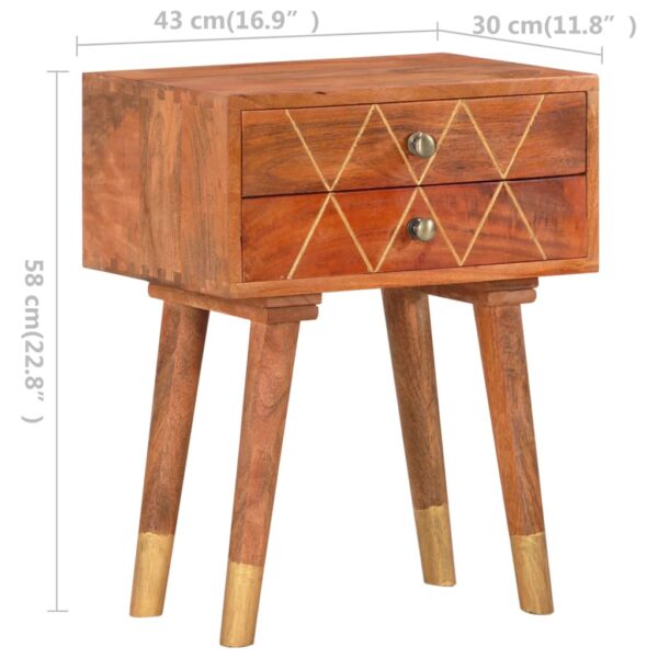 vidaXL Bedside Cabinet 43x30x58 cm Solid Mango Wood - Image 9