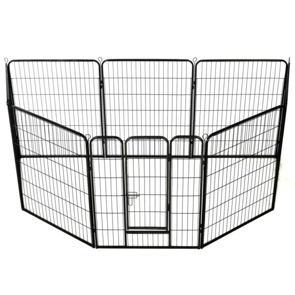 vidaXL Dog Playpen 8 Panels Steel 80x100 cm Black - Image 2