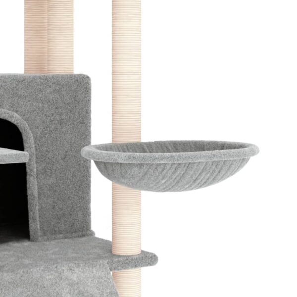 vidaXL Cat Tree with Sisal Scratching Posts Light Grey 154 cm - Image 6