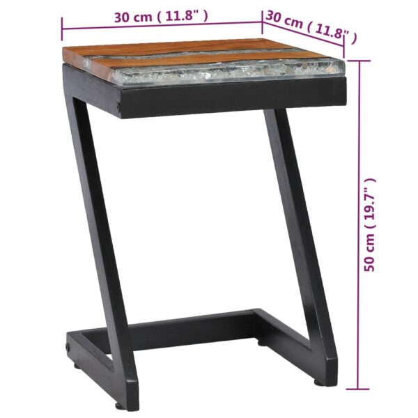 vidaXL Coffee Table 30x30x50 cm Solid Teak Wood and Polyresin - Image 8
