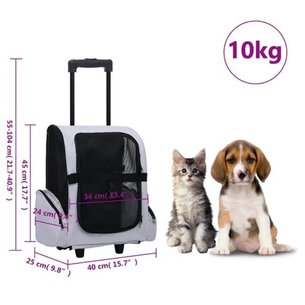 vidaXL Foldable Multipurpose Pet Trolley Grey - Image 8