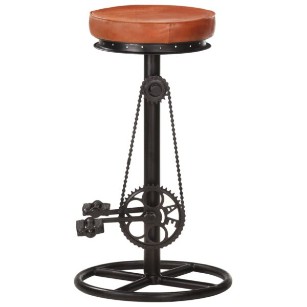 vidaXL Bar Stools 2 pcs Black and Brown Real Goat Leather - Image 4
