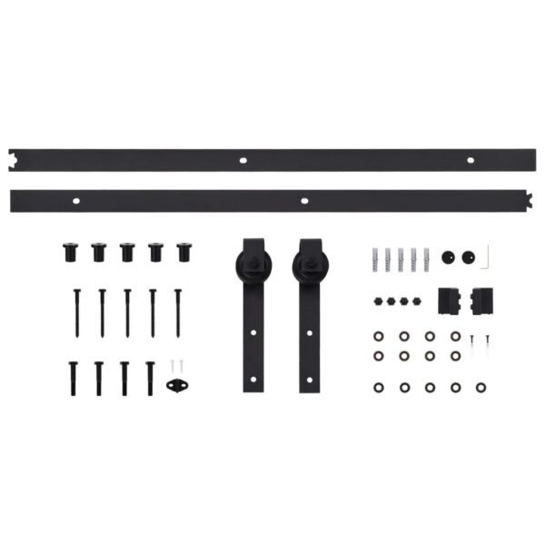 vidaXL Sliding Door SKIEN Hardware Kit 200 cm Steel Black - Image 5