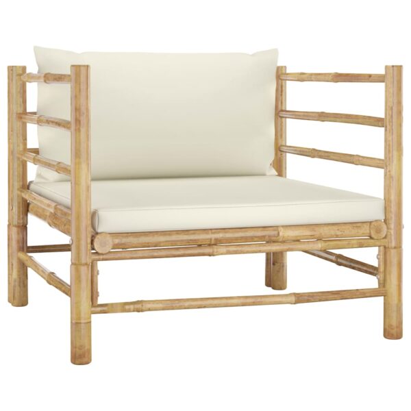 vidaXL 12 Piece Garden Lounge Set with Cream White Cushions Bamboo - Image 9