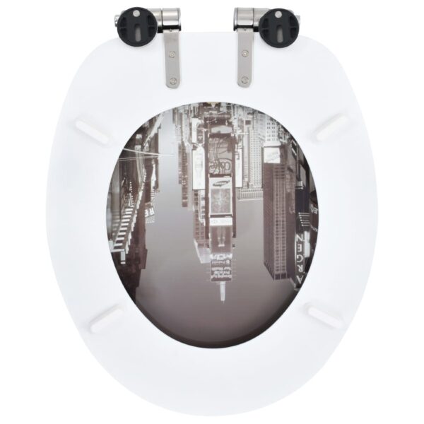 vidaXL WC Toilet Seats 2 pcs with Soft Close Lids MDF New York Design - Image 6