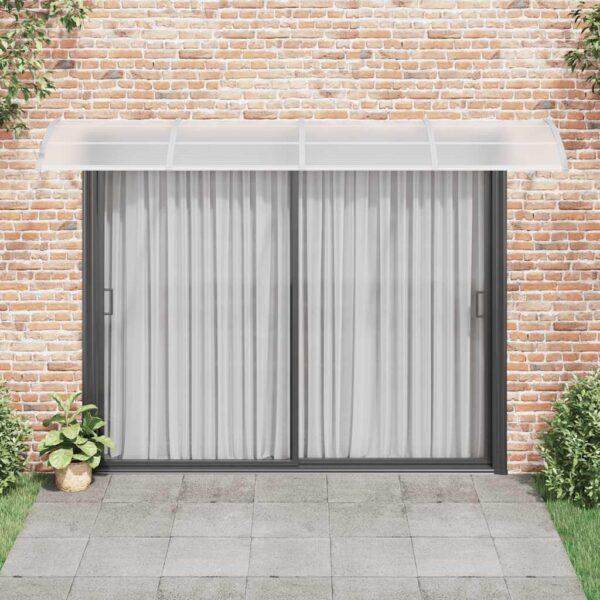 vidaXL Door Canopy Grey and Transparent 350x80 cm Polycarbonate - Image 3