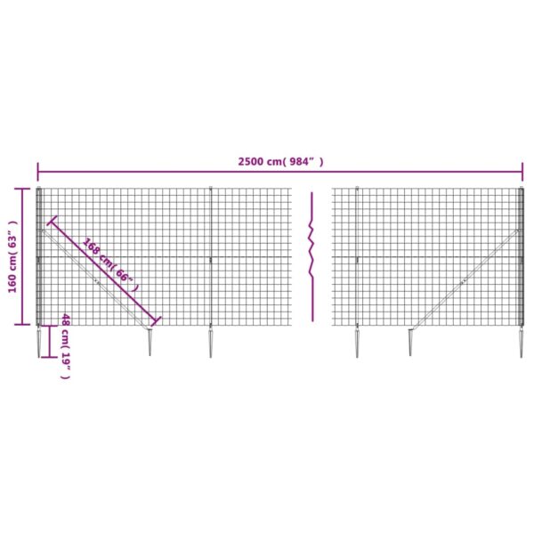 vidaXL Wire Mesh Fence with Spike Anchors Green 1.6x25 m - Image 5