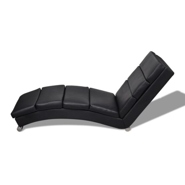 vidaXL Chaise Longue Black Faux Leather - Image 4