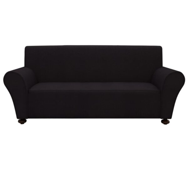 vidaXL Stretch Couch Slipcover Black Polyester Jersey - Image 2