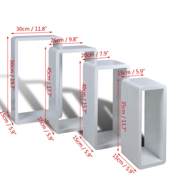 Cuboid shelf set of 4 White - Image 6