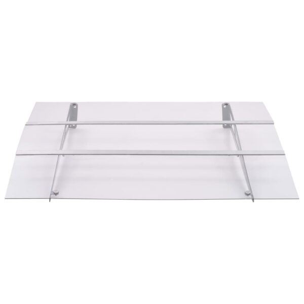 vidaXL Door Canopy Silver and Transparent 120x90 cm Polycarbonate - Image 2