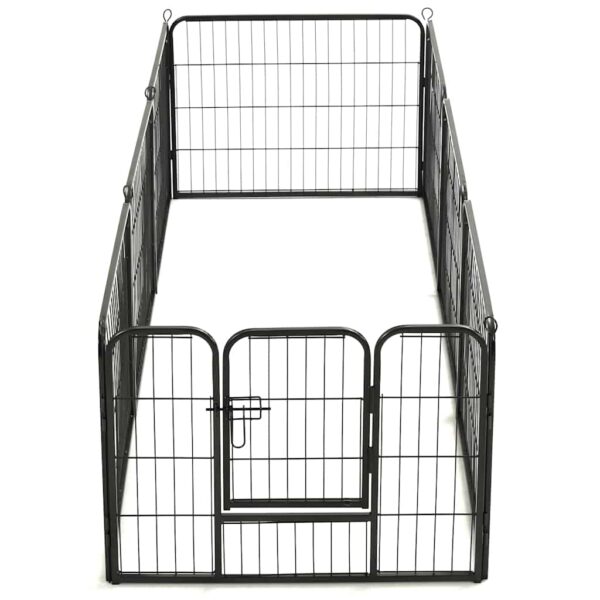vidaXL Dog Playpen 8 Panels Steel 80x60 cm Black - Image 6