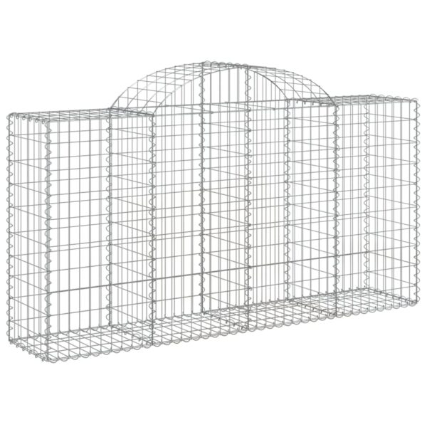 vidaXL Arched Gabion Basket 200x50x100/120 cm Galvanised Iron - Image 2