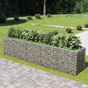 vidaXL Gabion Raised Bed Galvanised Steel 450x90x100 cm