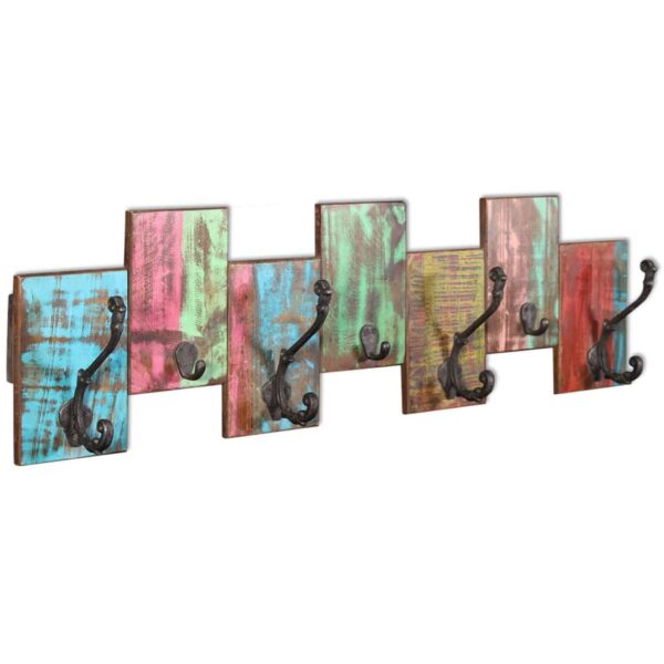vidaXL Coat Rack with 7 Hooks Solid Reclaimed Wood - Image 2