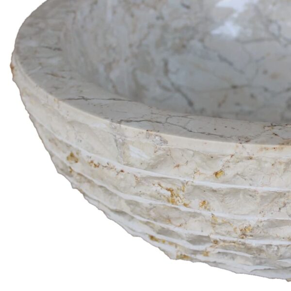 vidaXL Basin Marble 40 cm Cream - Image 5