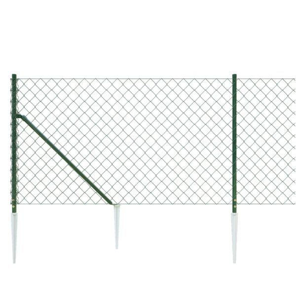 vidaXL Chain Link Fence with Spike Anchors Green 1x25 m - Image 4